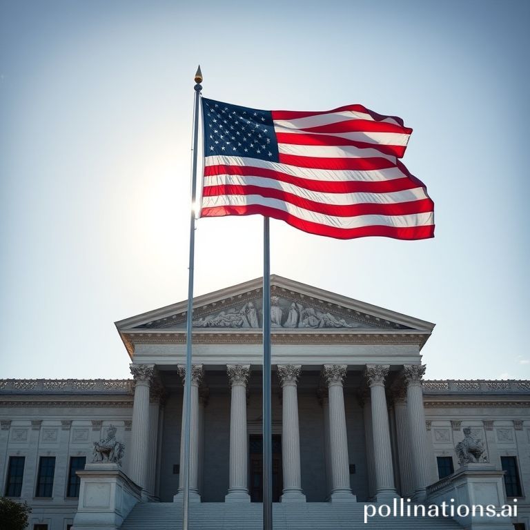 Appeals court building with American flag.