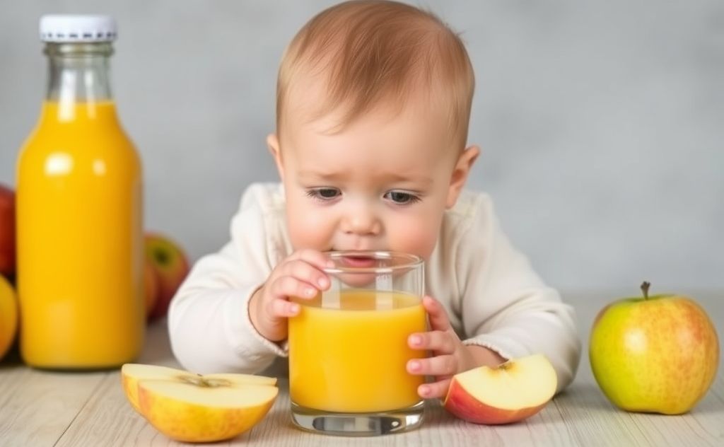 Apple juice helps relieve baby constipation quickly