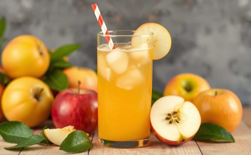 Apple juice is a refreshing vegan beverage choice
