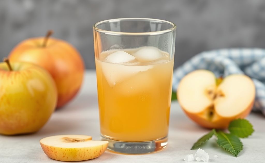 Apple juice with starch content in a glass
