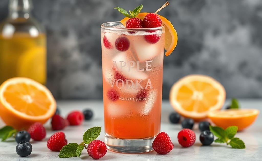 Apple vodka mixed with berry and citrus juices
