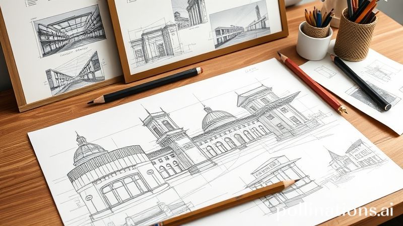 Sketsa konsep dan moodboard arsitektur