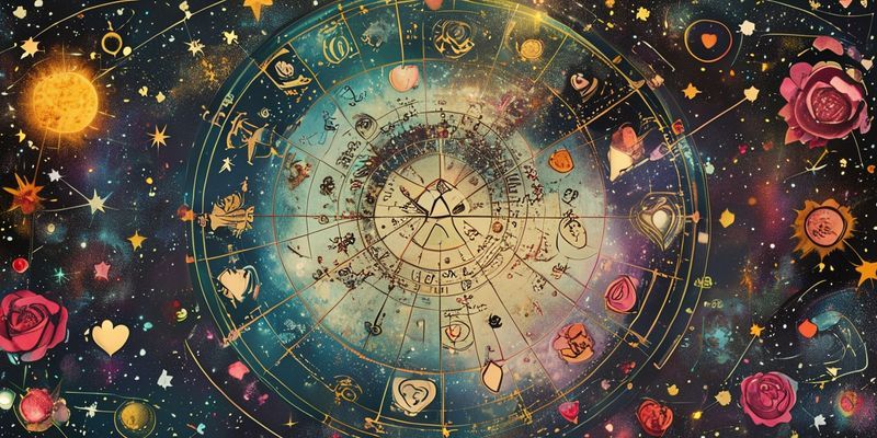 Astroloji çiftler arasındaki uyumu sembolize eden yıldız haritaları ve aşk simgeleri