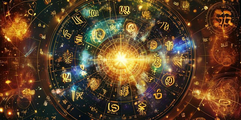 Parlayan sayılar ve ruhsal semboller içeren bir astroloji haritası