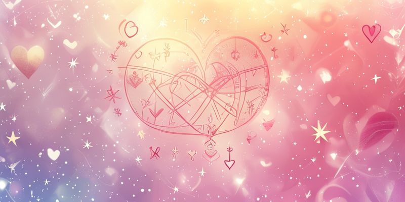 Astroloji sembolleri ve aşk kalp ikonu
