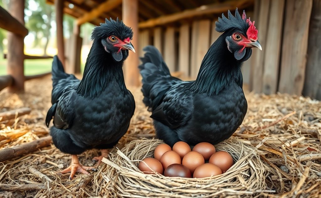 Ayam Cemani chickens lay dark brown eggs