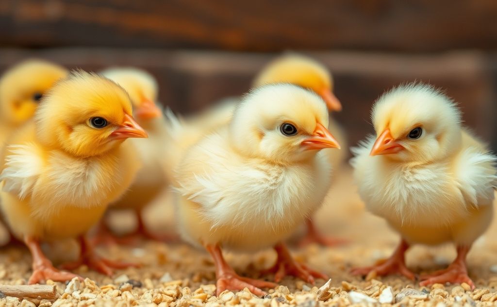 Baby chicks making various sounds communicating