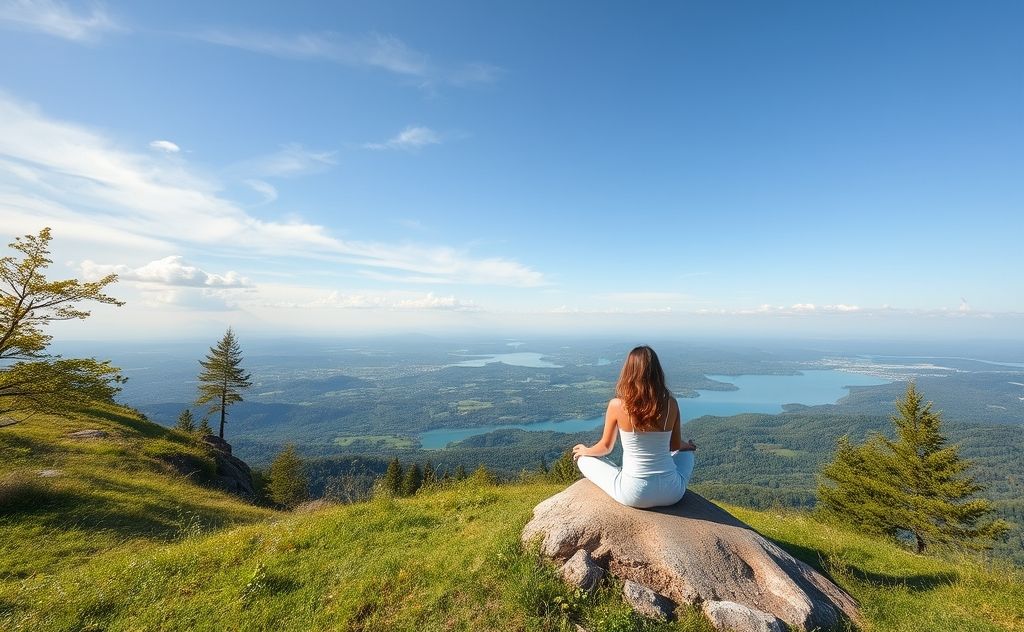 Balance of mind and body in serene nature