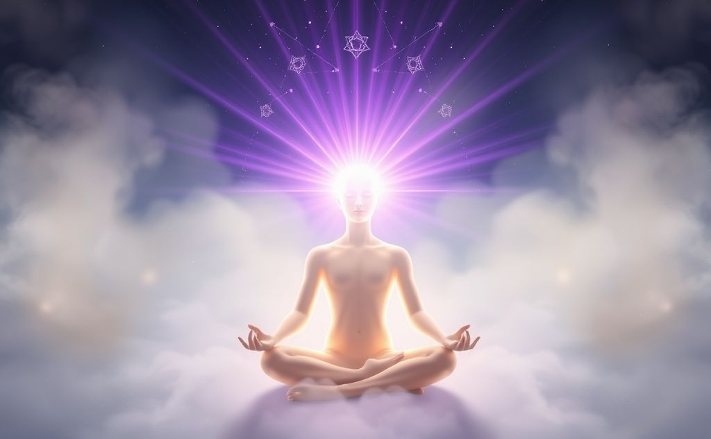 Balanced crown chakra energy flow and connection
