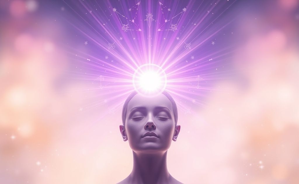 Balanced crown chakra with energy flow and light