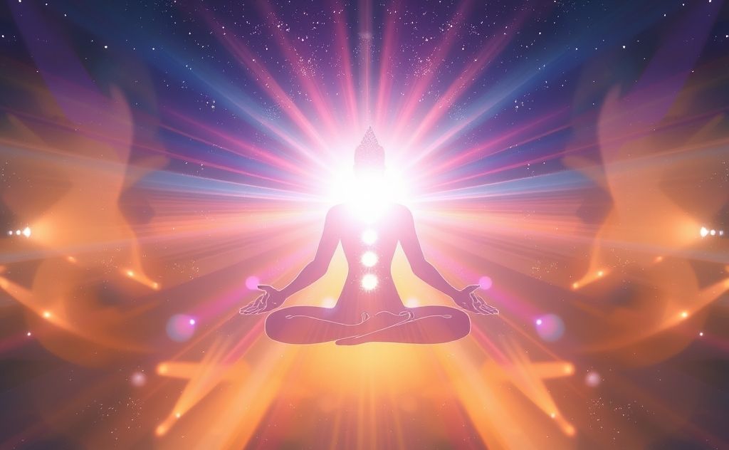 Balanced crown chakra with light and energy