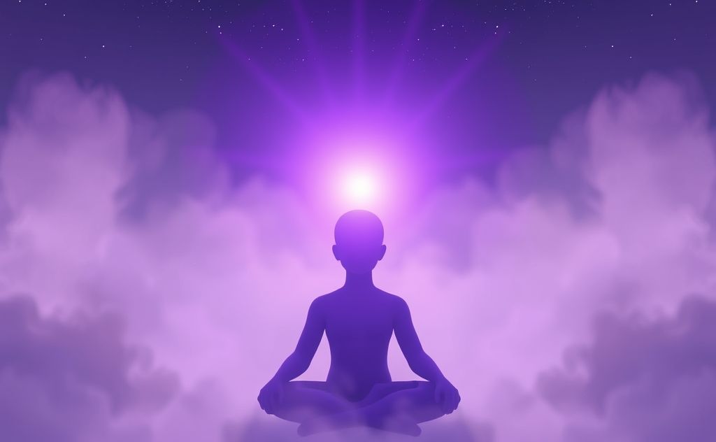 Balanced purple chakra energy radiates harmony
