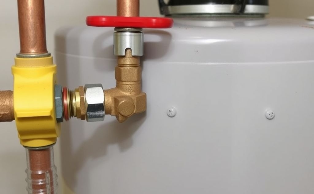 Ball valve location on water heater unit