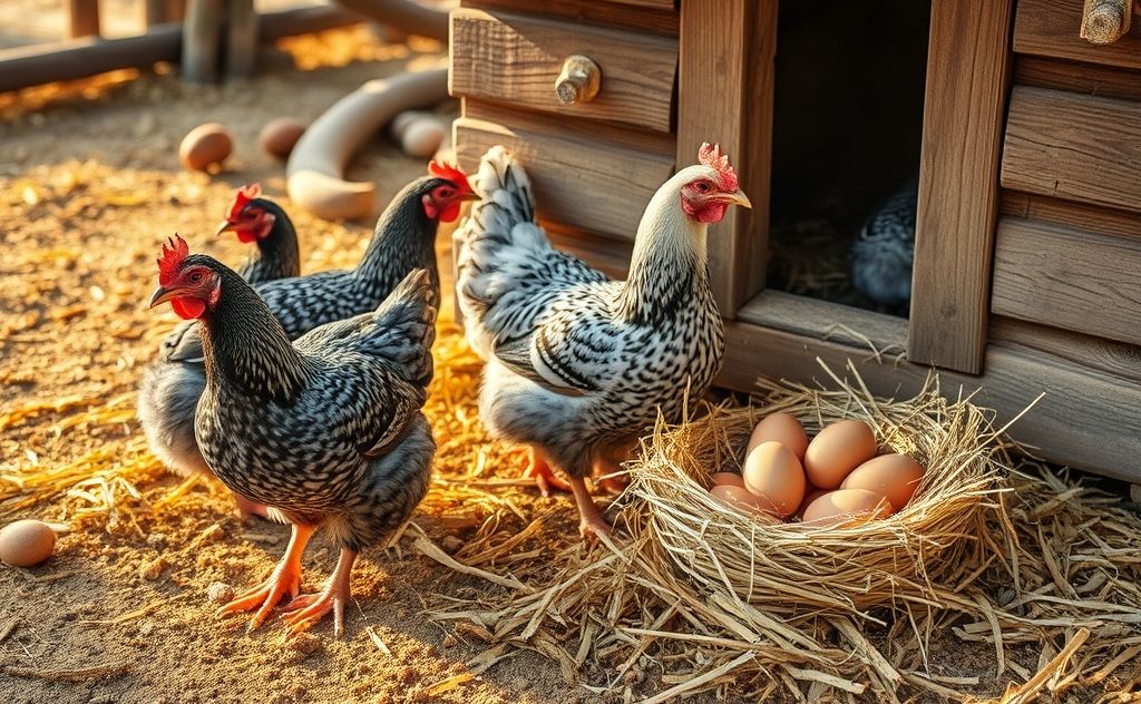 Barred Rock chickens lay brown eggs