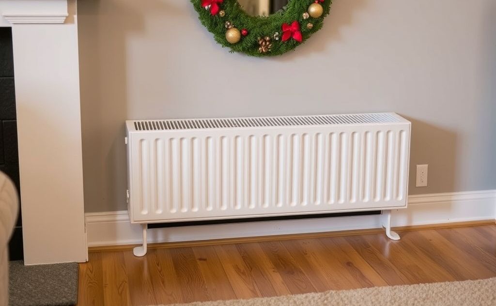 Baseboard heater installation in a cozy room setting