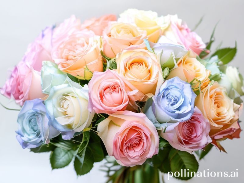 Bukett med pastellfärgade rosor