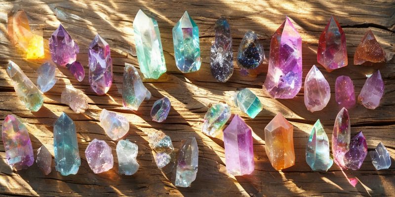 Çeşitli Renklerde Şifa Kristallerinin Düzenlenmiş Koleksiyonu
