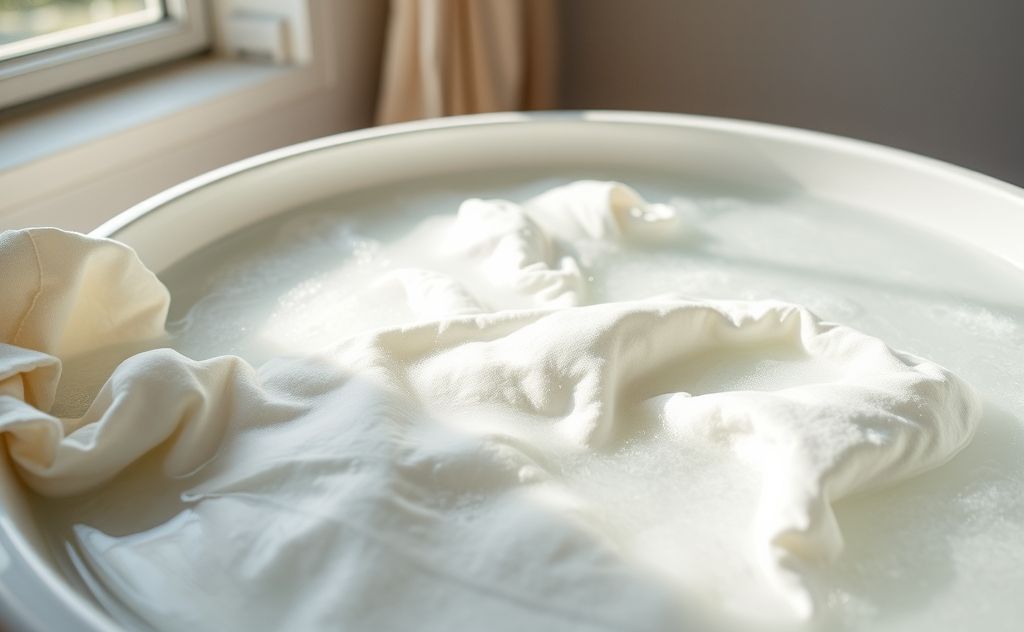 Bedding soaking in hot water to eliminate allergens.