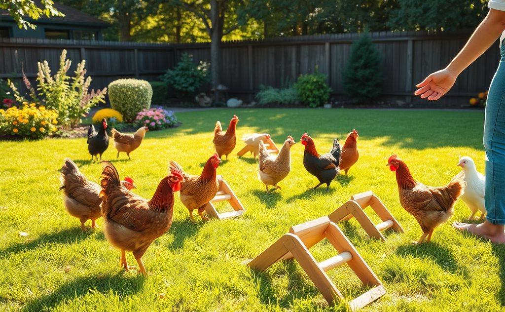Behavioral training for chickens in garden