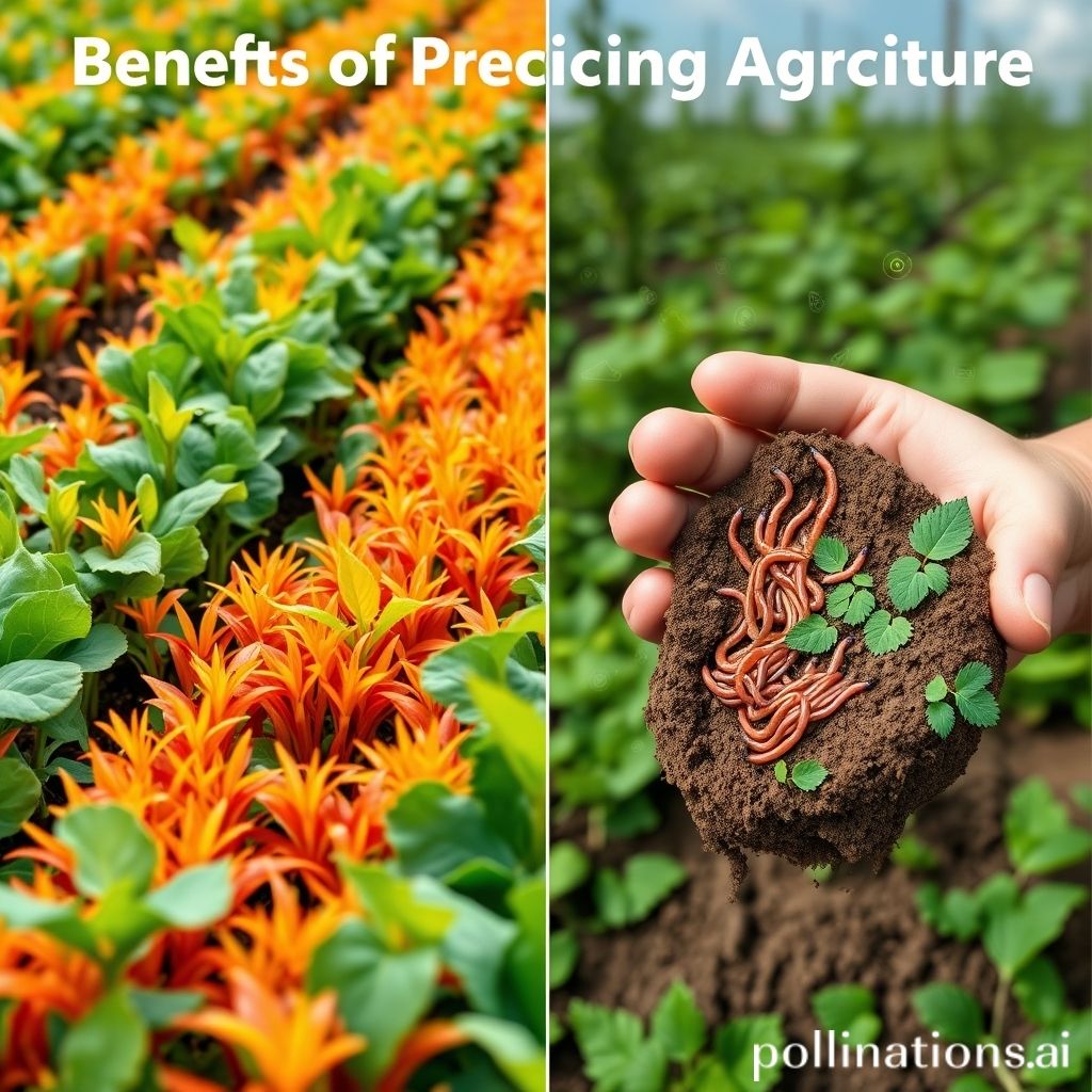 Benefits: Healthy crops on left, healthy soil/ecosystem on right