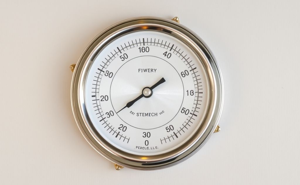 Bimetallic thermometer with metal dial and scale