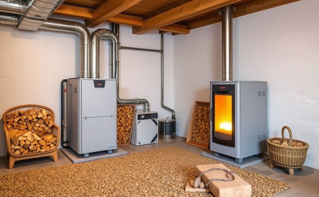 Biomass heating system installation space needs