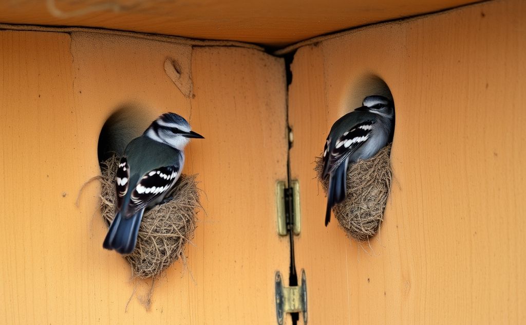 Birds nesting in the walls of a cozy home environment.