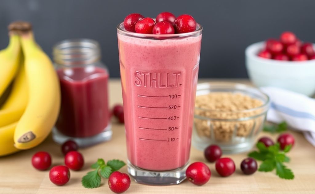 Blend cranberry juice with meal replacement smoothie