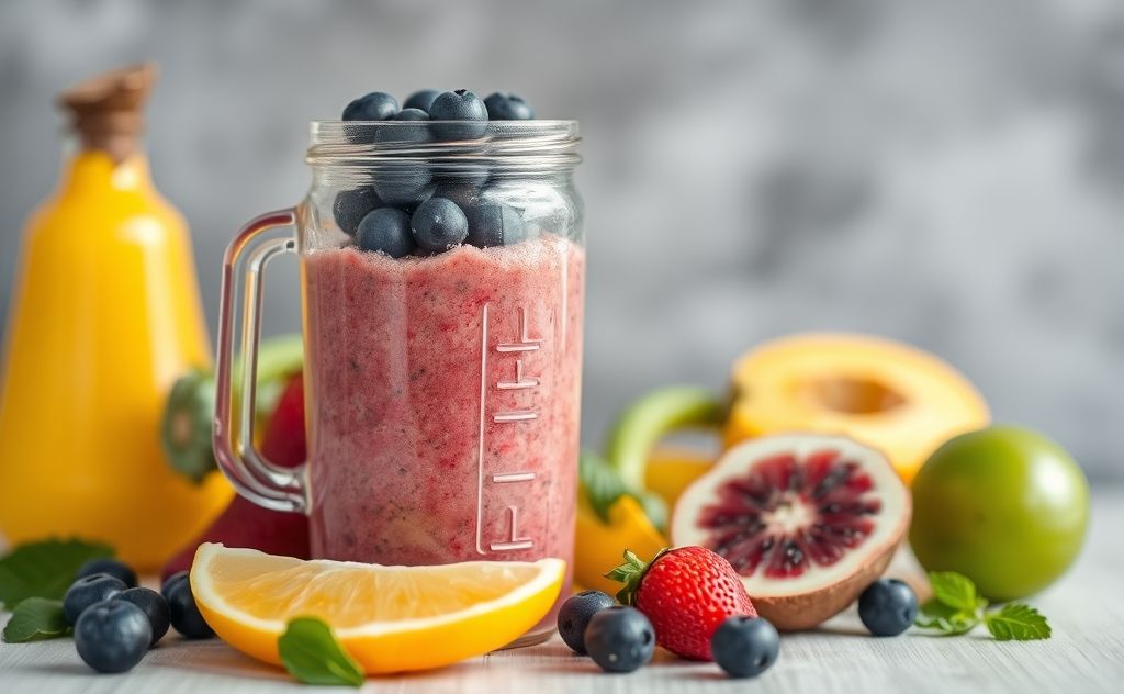 Blended fruit with fiber benefits in focus