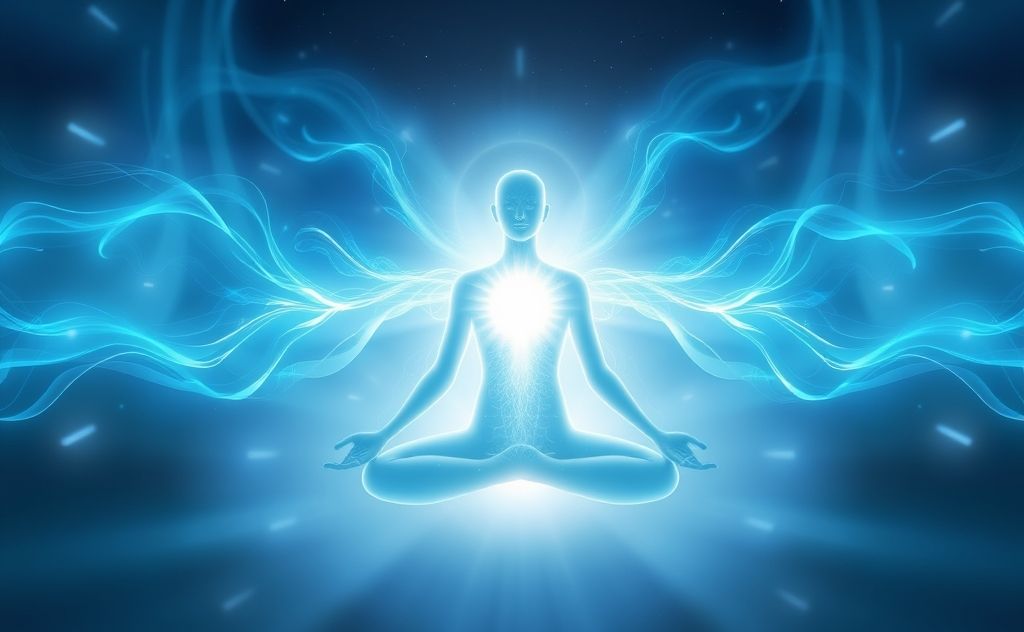 Blocked throat chakra healing with energy flow