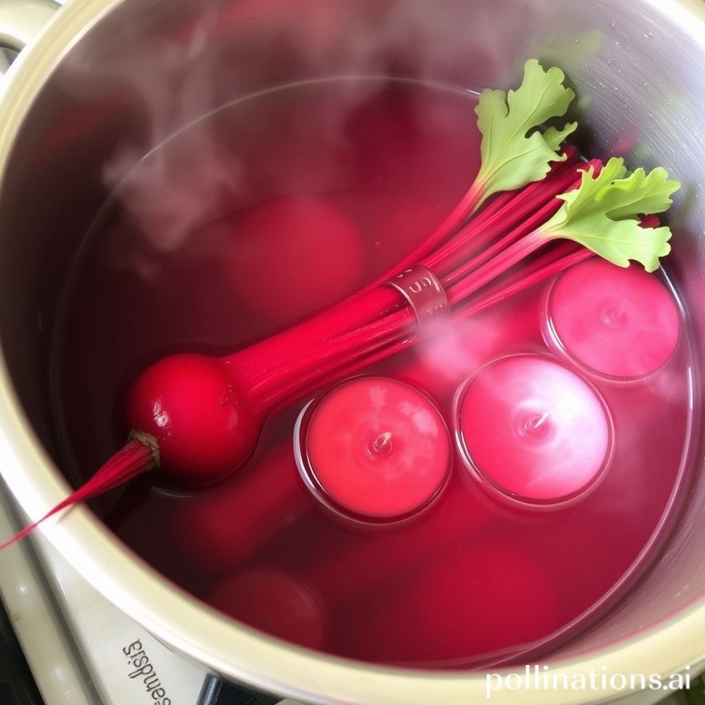 Boiling beetroot in a pot.
