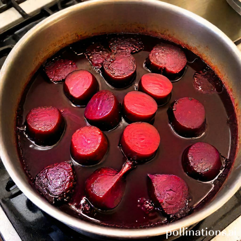 Alt text: Boiling beets in a pot of water