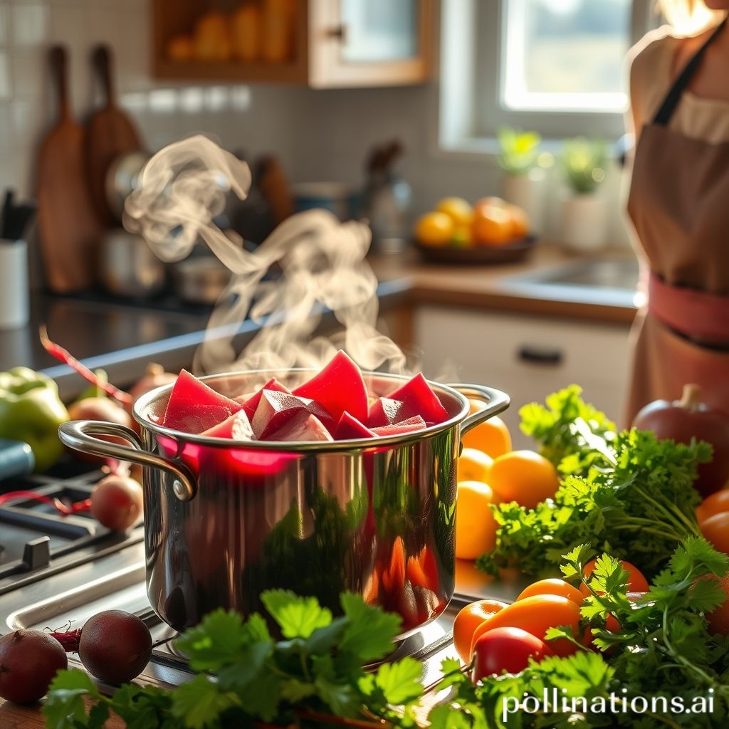 Alt text: Boiling beets in a pot of water