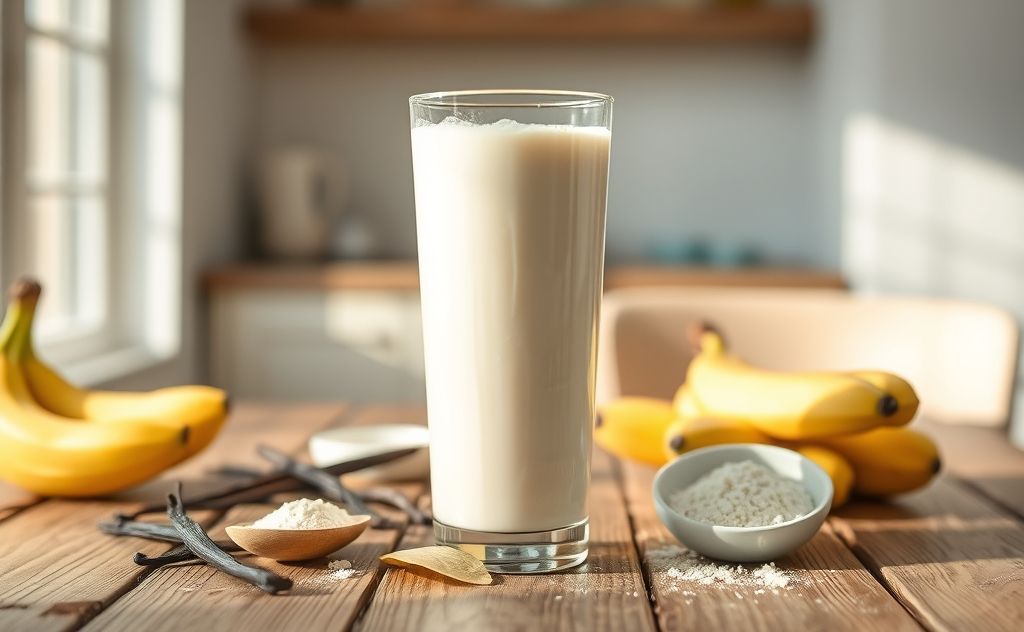 Breakfast protein shake with Fairlife vanilla