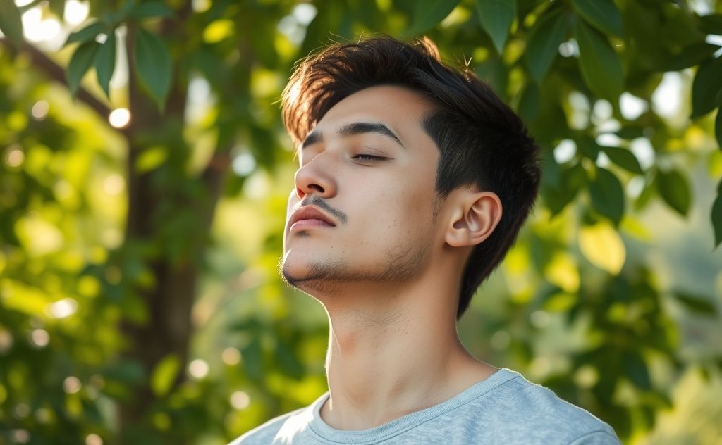 Breathing deeply for renewed energy and focus