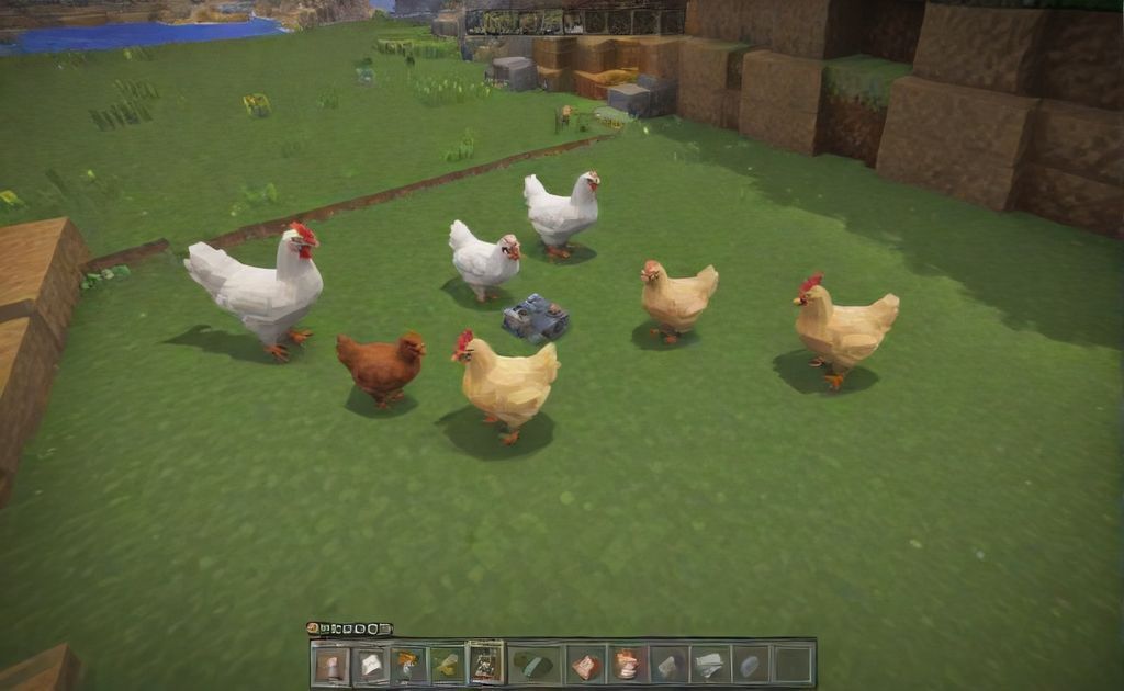 Breeding chickens with seeds in Minecraft
