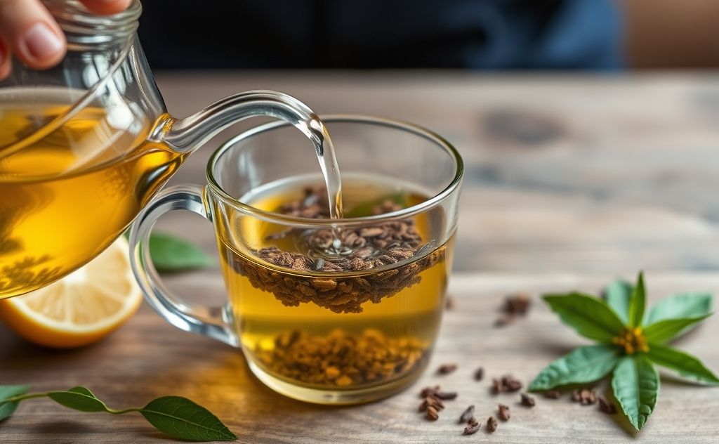 Brewing Palo Azul tea with natural ingredients