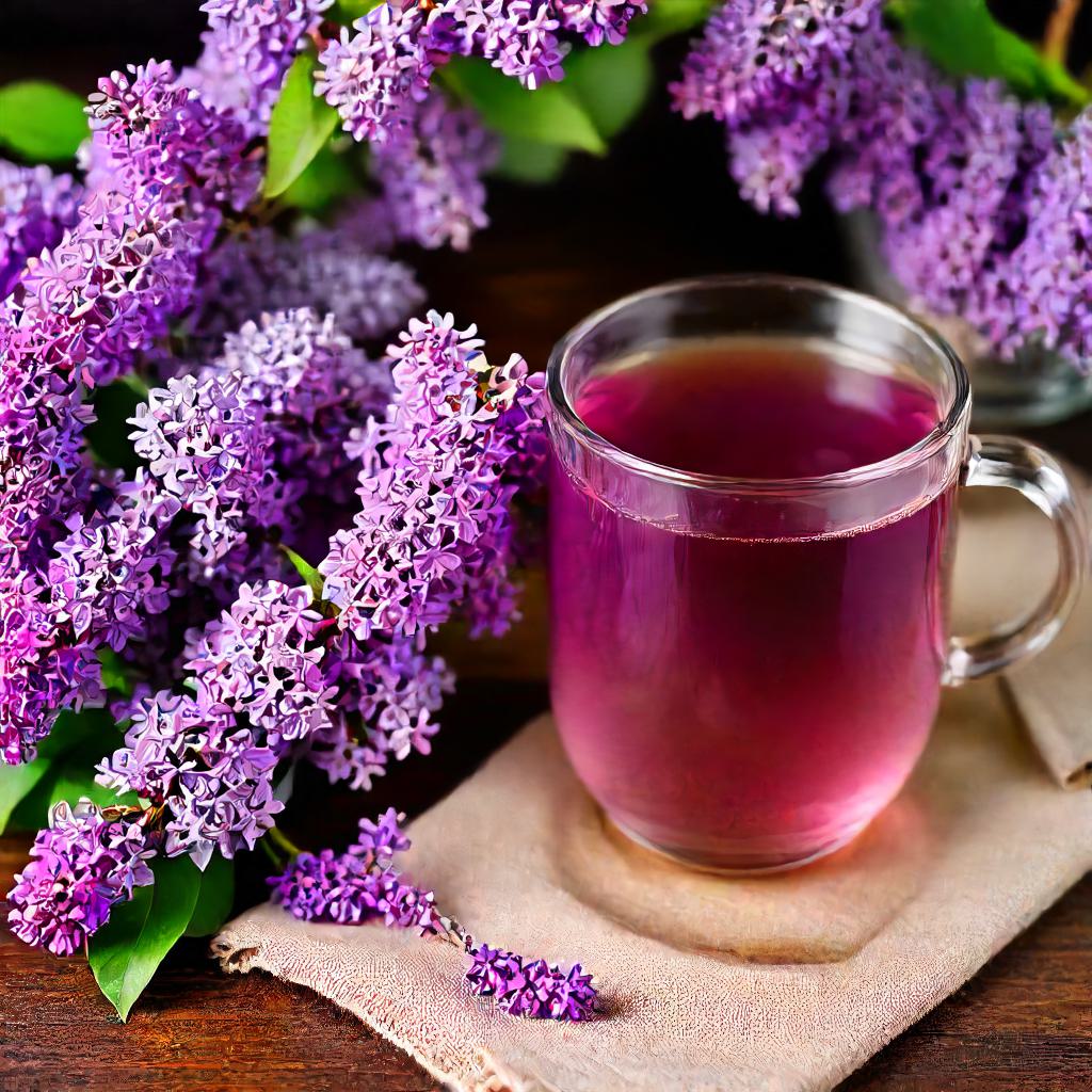 Lilac tea brewing
