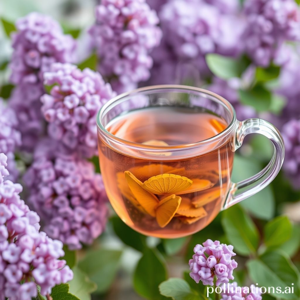 Lilac tea brewing