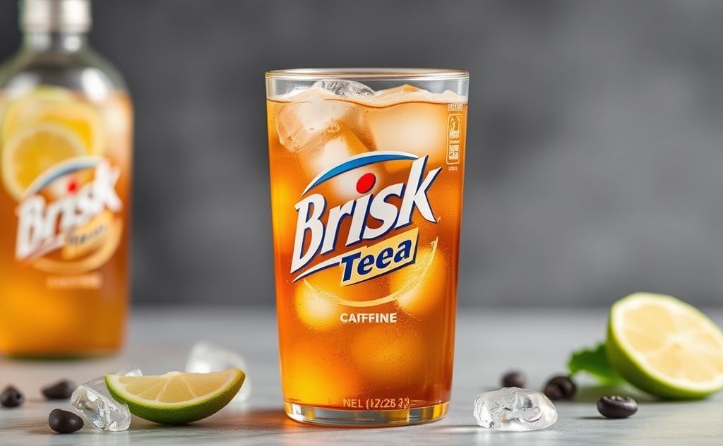 Brisk Iced Tea with caffeine details