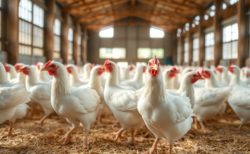 Broiler chickens live around 6 to 8 weeks