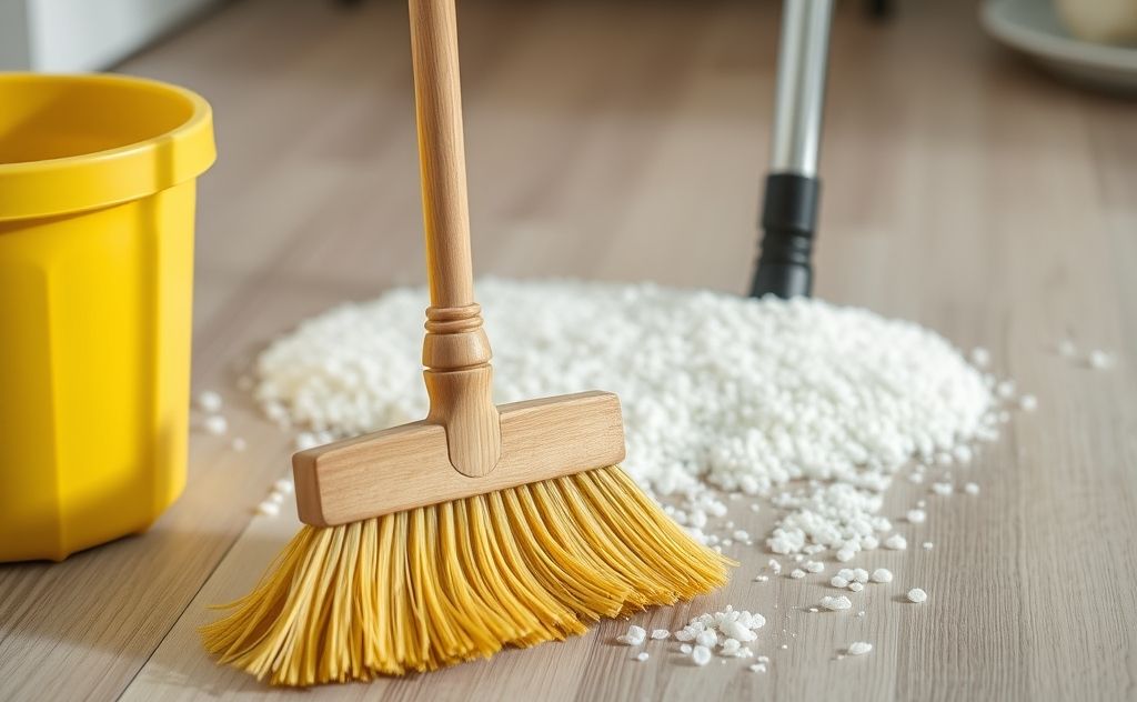 Broom shines brighter than vacuum cleaner.