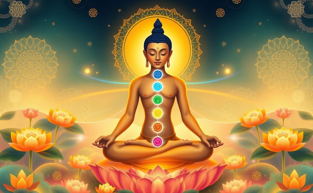 Buddhist chakra symbols and energy flow