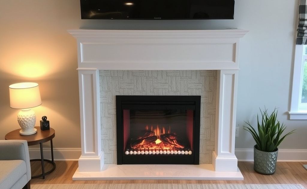 Building faux fireplace with electric insert
