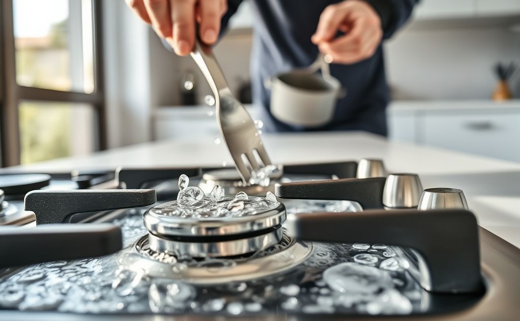 Burner cleaning process for gas stove maintenance