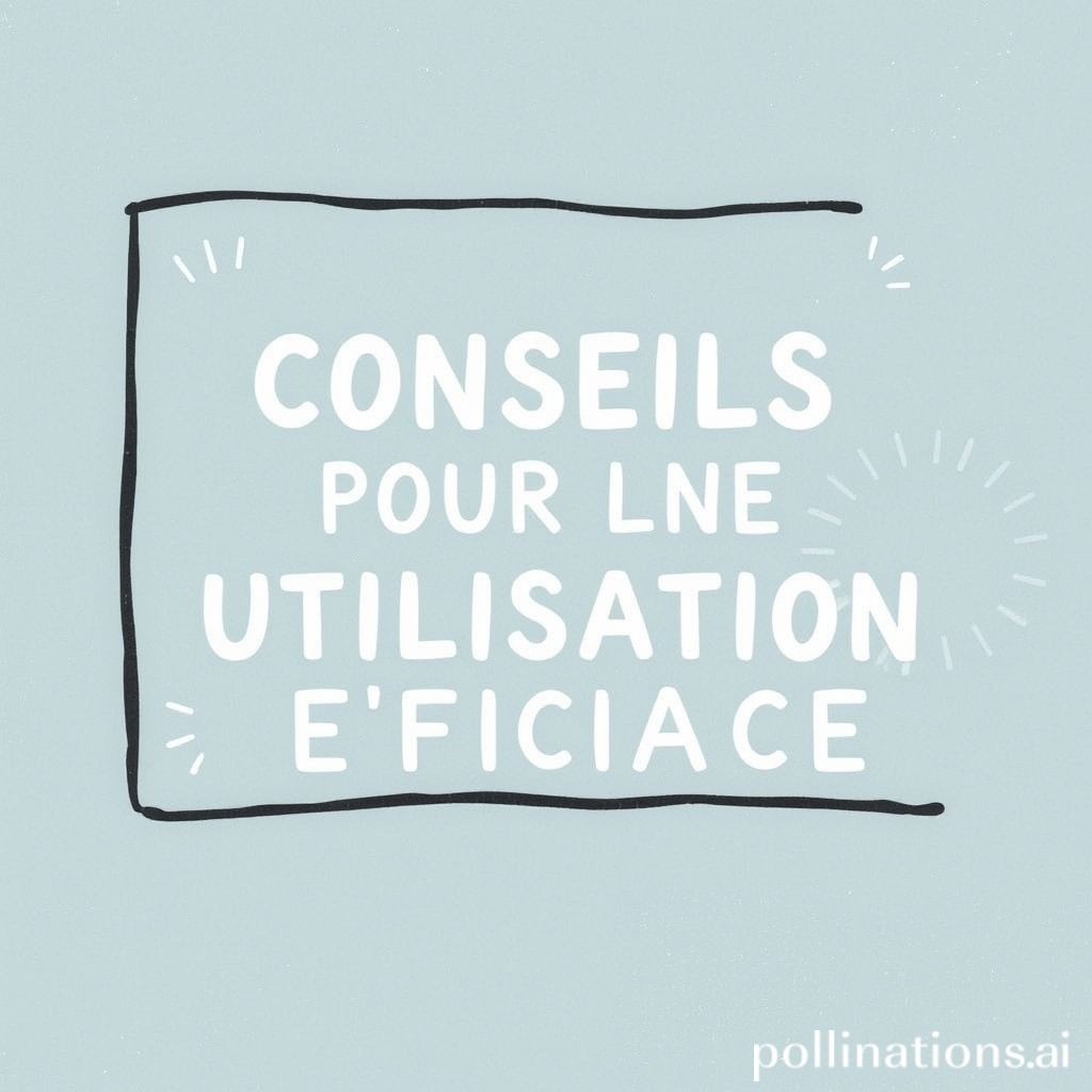 CONSEILS POUR UNE UTILISATION EFFICACE