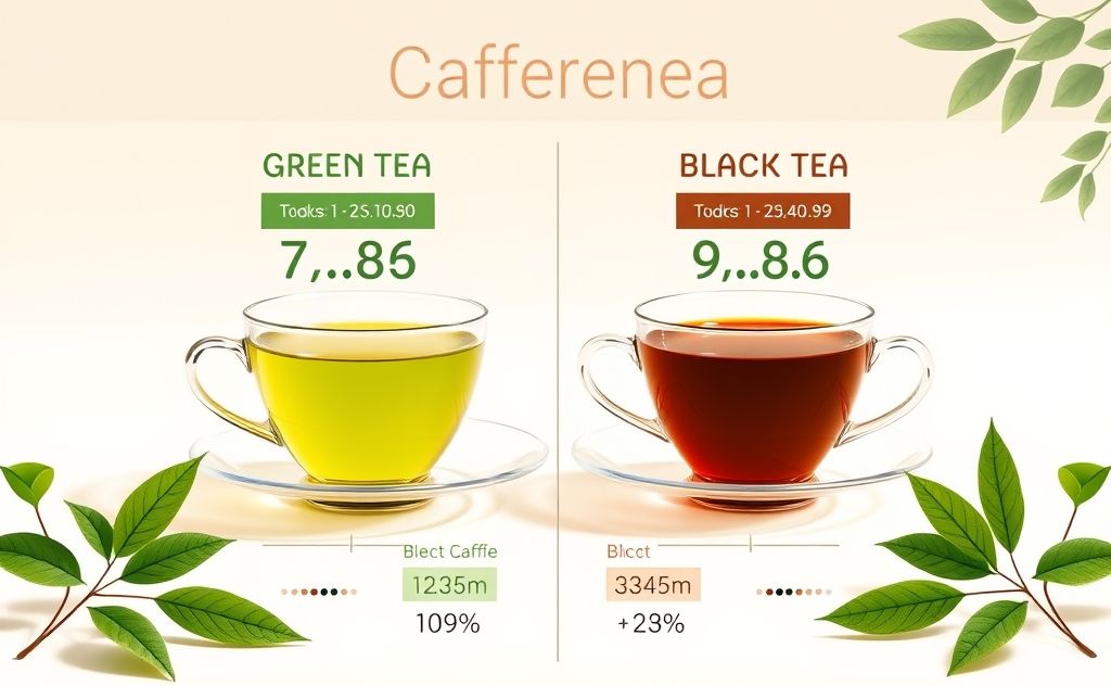 Caffeine levels in green tea versus black tea