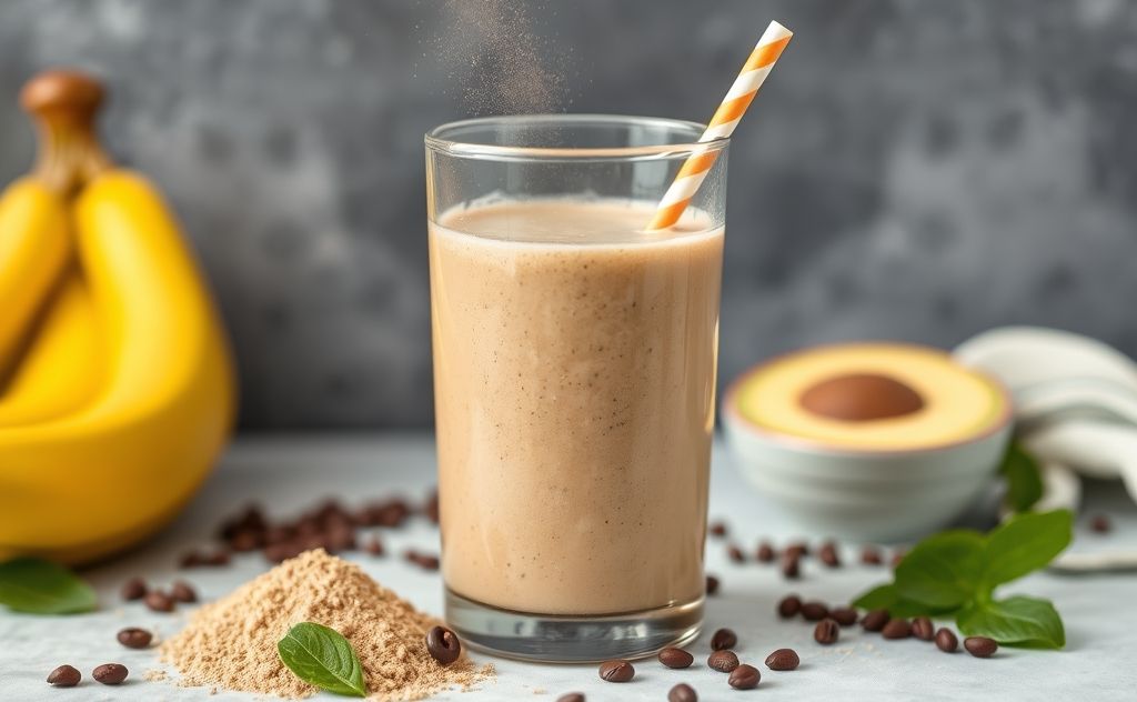 Caffeine powder enhancing a vibrant smoothie blend