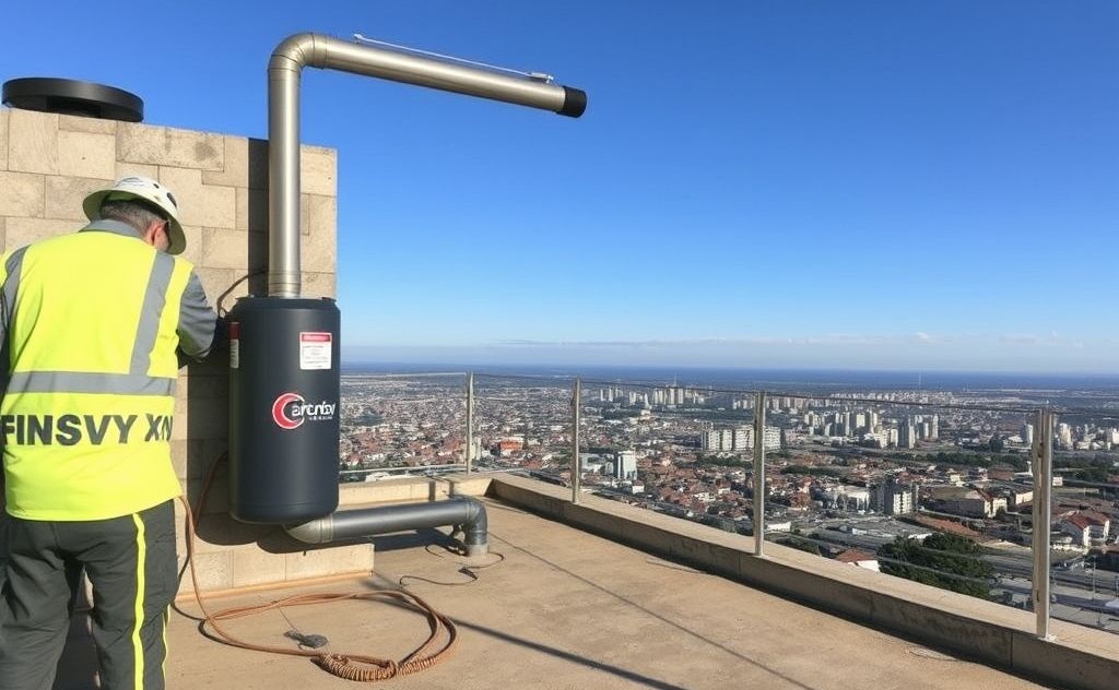 Calentador de gas instalado a altura segura