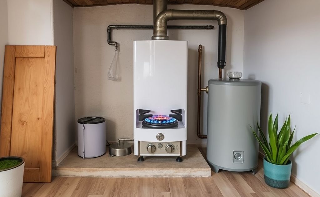 Calentador de gas instalado en un hogar acogedor